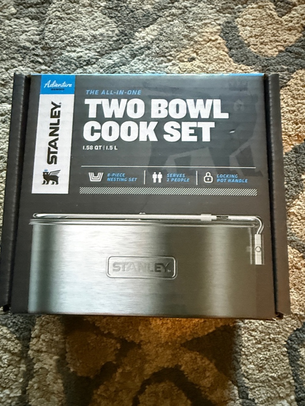 Stanley Two Bowl Cook Set in Brushed Silver and Black